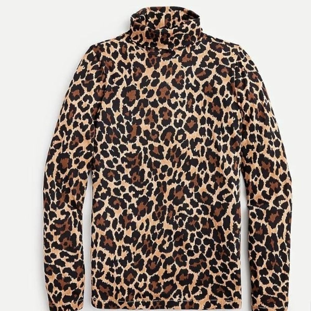 J. Crew Black and Tan Animal Print Top